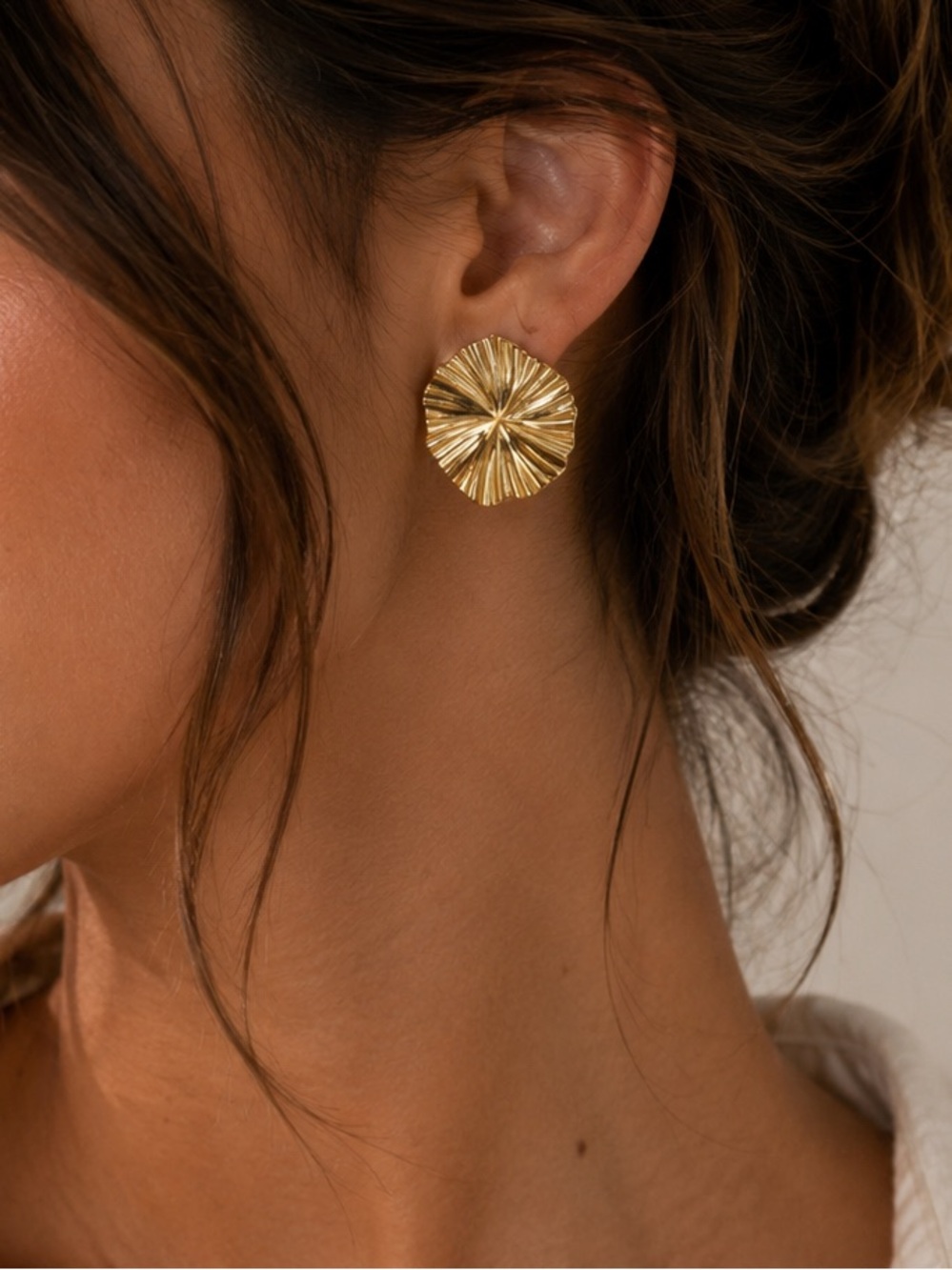 18K Gold Plated Textured Stud Earrings